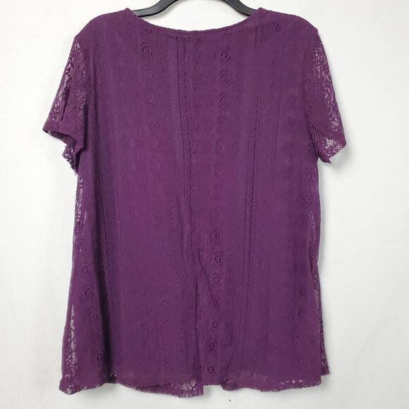 Perseption Concept XL Purple lace SS Top - Picture 3 of 6